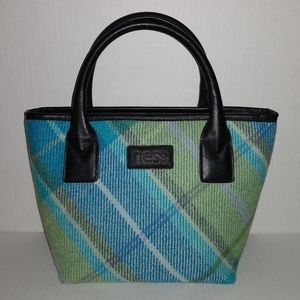 Ness Blue & Green Tartan Abigail Handbag W/Black Trim EUC